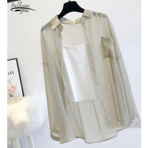 2021 Women Thin Coat Casual Summer Sun Protection Clothes Female Cardigan Shirt Clothing Tops Blouse for Woman Covers Blusa 9932