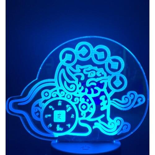 3d Lamp Personalized The Mythical Wild Animal Pi Xiu Color Changing for Living Room Decoration Atmosphere Led Night Light Lamp