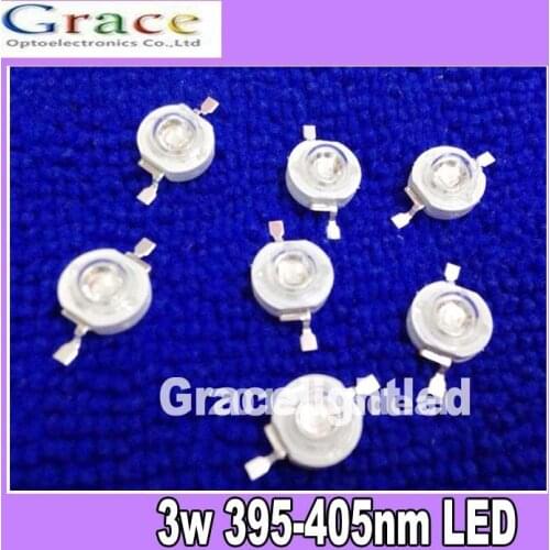 50pcs 3W UV ultraviolet 395nm high power LED 3watt purple Light