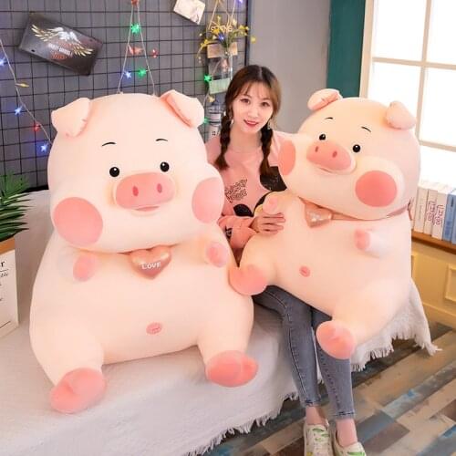 80CM Cute Soft Pig with Plush Dolls Stuffed Soft Doll Cushion Sofa Pillow Party Room Decor Antistress Toys Girlfriend Gifts