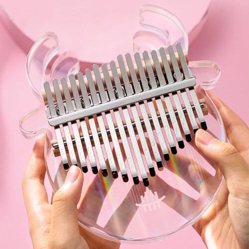 17 Key Acrylic Kalimba Crystal Thumb Piano Transparent Clear Laser with Tuner Hammer Mini Musical Instruments for Beginner Gifts