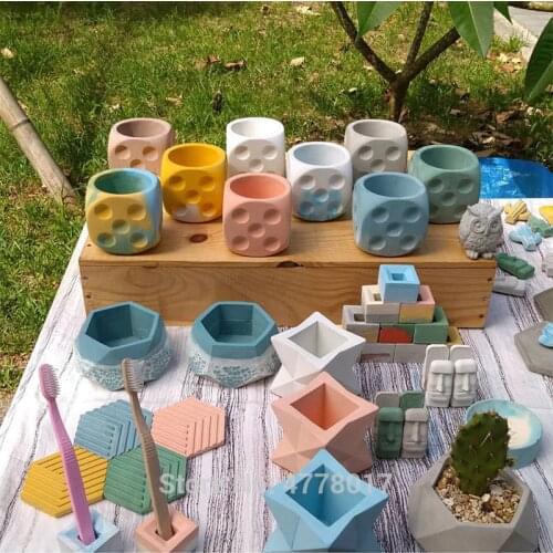 Diamond designer concrete silicone molds Many shapes Owl molds for cement cactus pot crafts clay gypsum mold silicone forms