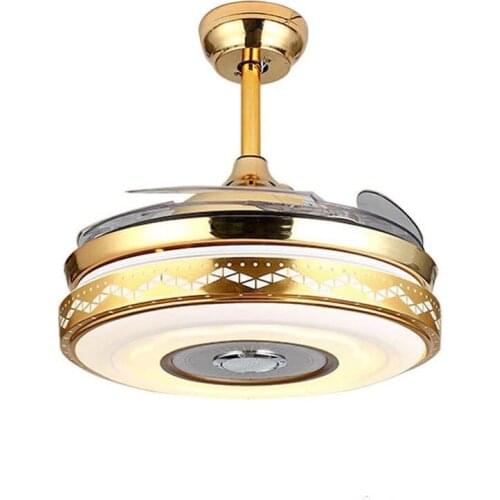 American intelligent Bluetooth music invisible fan lamp household dining room ceiling fan lamp LED simple ceiling Chandelier