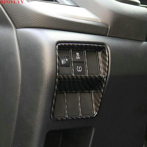 BJMYCYY Automobile headlamp switch panel carbon fiber decorative frame For HONDA CRV CR-V 2017 2018 Auto accessories