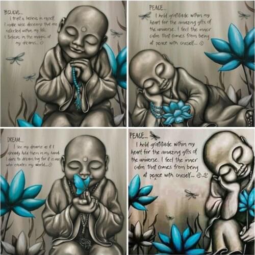 AZQSD Full Square Diamond Embroidery Buddha Mosaic Picture Of Rhinestones Diamond Painting Religious Needlework Home Decor