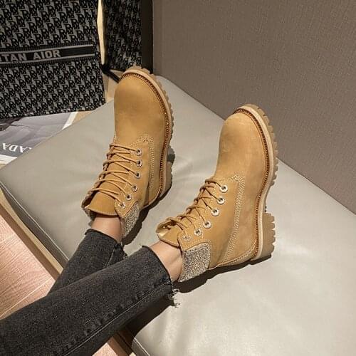 Brand leather womens boots 2020 autumn/winter new plush wool martens boots free of mail