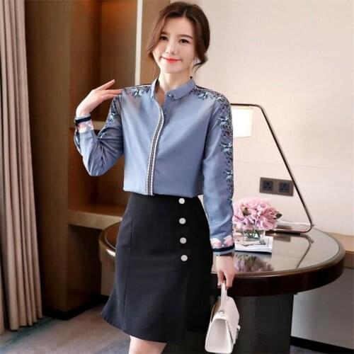 Formal Business Women Blouses New Office Lady Blusa Vintage Print Simple Elegant Long Sleeve Chic Chiffon Tops Casual Shirts