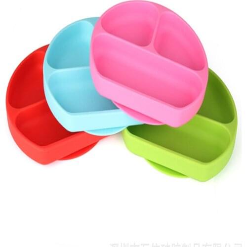 Childrens Creative Section Smiling Silicone Plate With Suction Cup Strong Sticky Baby Silicone Food Plate Placemat