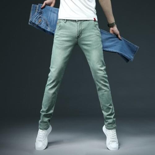 7 Color Men Stretch Skinny Jeans Fashion Casual Slim Fit Denim Trousers Male blue Green Black Khaki White Pants Male Brand