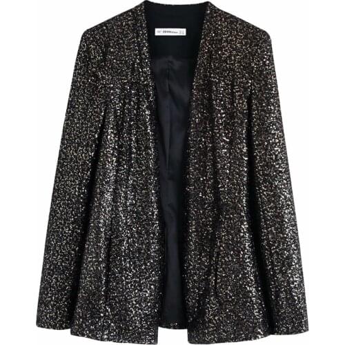 Elegant Women Full Sleeve Blazer 2021 Fashion Ladies Sequined Jackets Streetwear Female Slim Long Suits Chic Girls Cardigan