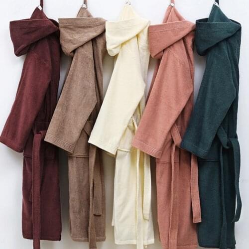 100% Cotton Autumn Winter Toweling Kimono Robe Bathrobe Men And Women Oversized Sleepwear Sleepshirts Female Long Home Bathrobe