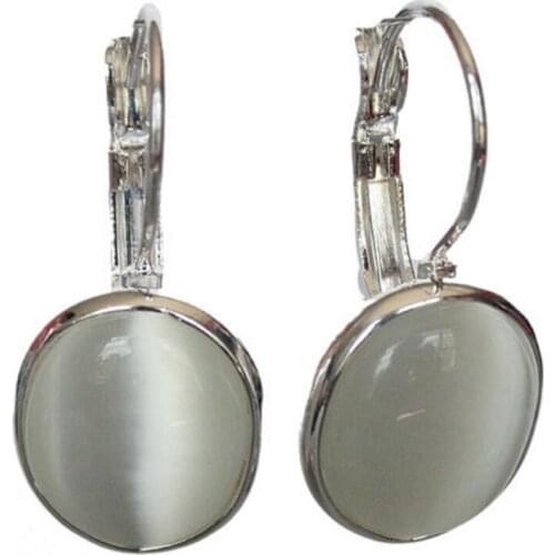 Hot Sell new white opal 925 Solid Sterling Silver Leverback Earrings 1 1/10"