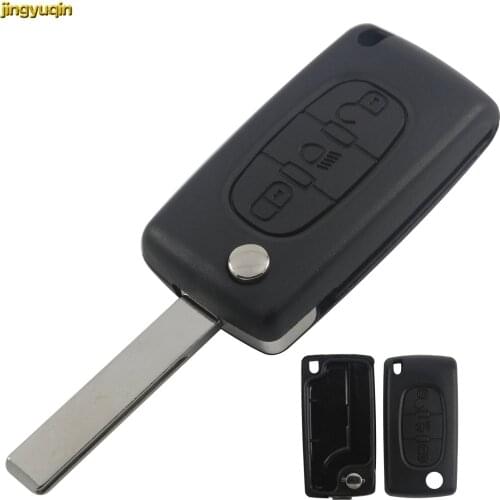 Jingyuqin For PEUGEOT 107 207 307 308 406 408 Citroen C2 C3 C4 C5 C6 XSARA 3 Buttons Flip Folding Key Case Cover HU83 Ce0523