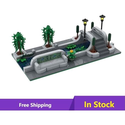 MOC Retro Canal Module Street View Building Block Model Set Puzzle Splicing River bridge DIY Education Brick Childrens Toy Gift