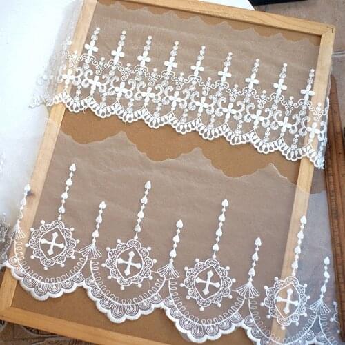 5Yard/Lot Off White Embroidery Lace Trim Exquisite Handmade Lace Yarn Lace Embroidery Garment Accessories 14cm Wide