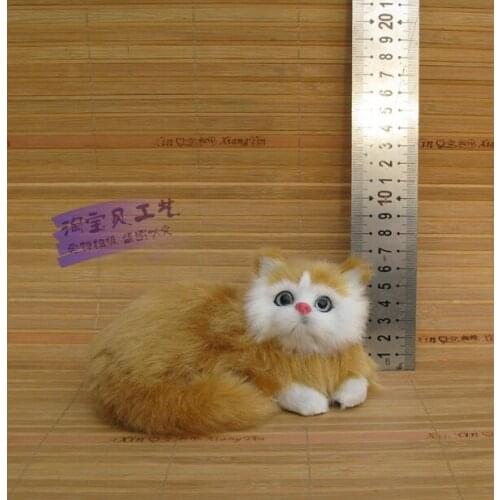 Small simulation lying cat toy polyethylene&fur cute yellow cat model gift about 14x8x7cm 1685