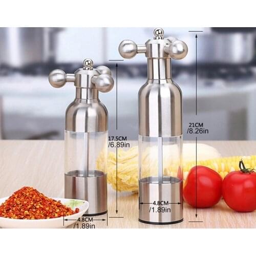 Pepper Grinder mill 304 Stainless Steel Food Safe Ceramic Burr Manual Salt Grinder Hand Driven Pepper Mill Faucet Valve Shape