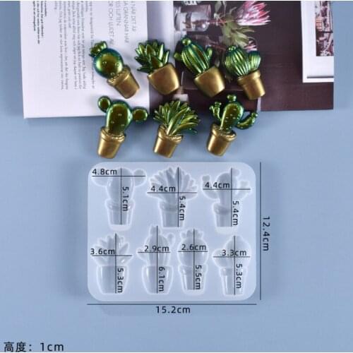 Cute Cactus Decor Silicone Mold DIY Charms Handmade Jewelry Fillings Earring Pendant Epoxy Resin Cabochon Mould Accessory Craft