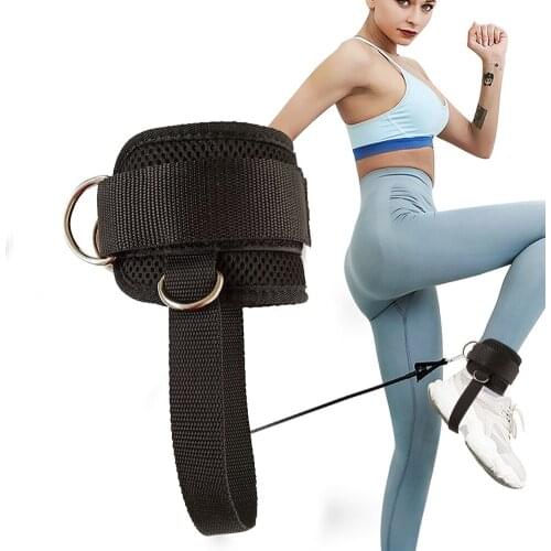 Padded D-ring Adjustable Women Men Ankle Strap Kickbacks with Fixed Rope for Cable Machines Ankle Cuffs Glute Leg Butt Workout