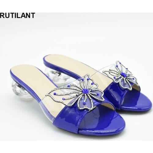 Latest Style Womens Shoes Slippers with Metal Trim and Rhinestones for Ladies Italian High Heels Autumn Slipper for Wedding