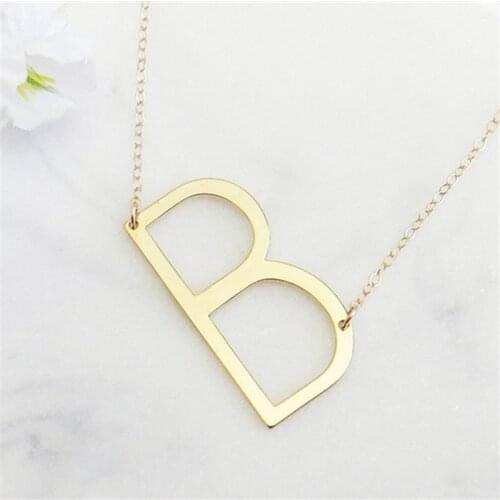 Large sideways letter B necklace big capital letter alphabet necklace jewelry gold monogram letter necklace ideas