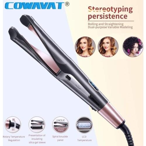 Professional 2 in 1 Twist Hair Curling Straightening Iron Hair Straightener Curler Flat Iron Hair Straightener Styling Tools VIP