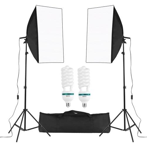 Professional Studio Photography Cube Umbrella Softbox Light Kit Including Softboxes Light Bulbs Light Stands Carry Bag