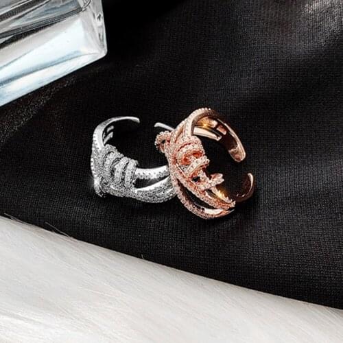 Luxury Fashion Micro-Inlaid Zircon Ring Temperament Cross Multilayer Ring Female