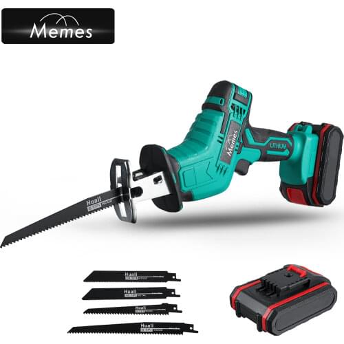 21V Cordless Reciprocating Saw Adjustable Electric Saw Saber Saw Portable Wood Metal Cutting Power Tool with 1/2 Batteries