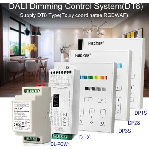 Miboxer DALI Dimming Control System (DT8) 86 DALI Touch Screen 5 in 1 LED Controller DALI Bus Power Supply DIN Rail LED Lights