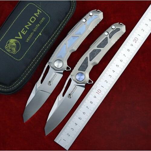 VENOM NIGHTMARE Kevin John M390 Titanium handle Flipper folding knife ball bearing pocket knife camping hunting knives EDC tool