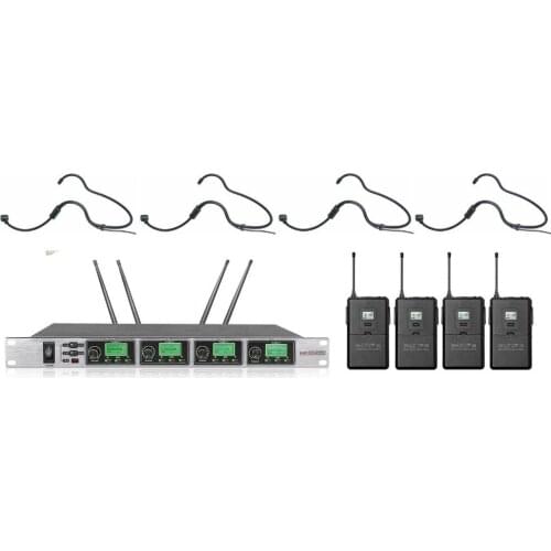 UHF 4 x 50 Channels PLL 4 Luxury Headset Wireless Microphone System microfono condensador