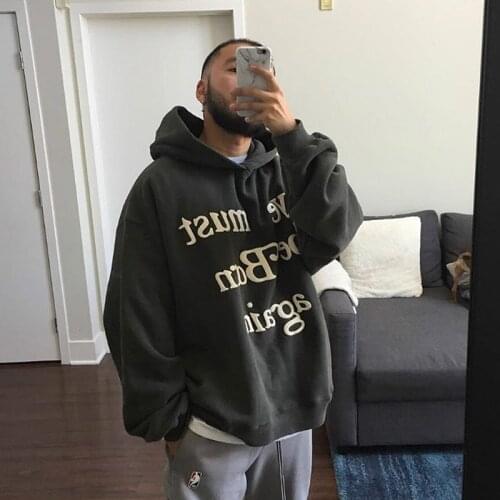 Street Hipster Kanye Hip Hop Letter Foam Printing Hooded Sweatshirts Pullover Men and Women Autumn Winter Fleece Hoodies Coats