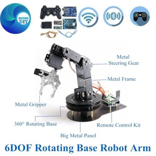 Wifi BT PS2 Control 6 dof Robot Arm With Mechanical Claw With Metal 360 Degree Rotating Base Robotic Manipulator ABB Arm DIY