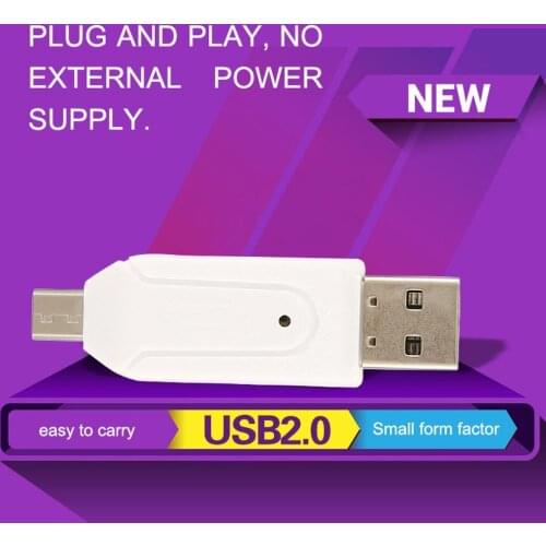 Memory Card Reader Micro USB OTG to USB 2.0 Adapter USB 2.0 SD/Micro SD Card Small form factor easy to carry