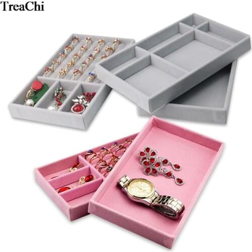 High Quality Fabric Jewelry Box Jewelry Display Holder Bracelet Ring Earring Button Pendant Tray Case Jewelry Storage Organizer