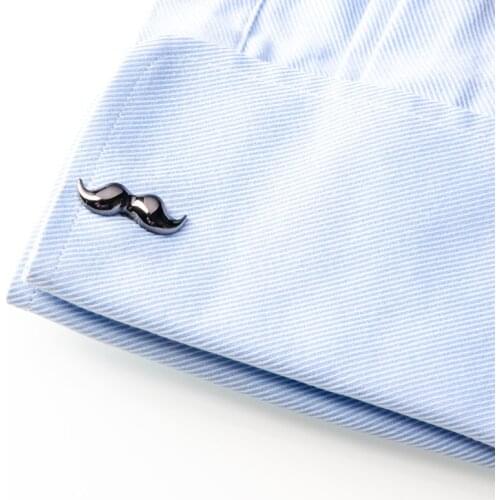 High Quality Mustache Cufflinks Silvery Beard Cuff Button Funny Black Facial Hair Jewelry For Mens Shirt Business Father Gifts