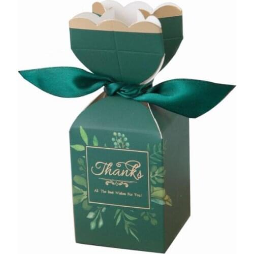 Green Paper Candy Boxes Gift Bag Wedding Gift Box Baby Shower Favors Birthday Party Christmas Supplies Wedding Decoration
