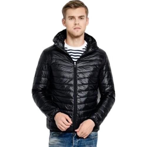 Winter Padded Jacket Mens Brand thin Duck Down Collar Casual Warm Coat Outerwear Parka Jackets Plus Size XXXL Men Down Jacket