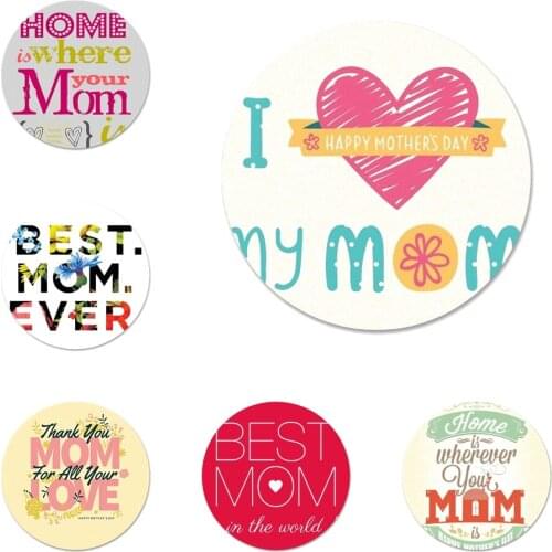 Mothers Day Best Mom Icons Pins Badge Decoration Brooches Metal Badges For Clothes Backpack Decoration 58mm