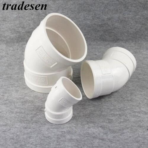 1pcs PVC White Drain pipe 45 Degree Elbow Inner diameter 50mm-200mm Drain pipe fittings joint Upvc pipe Adapter pipe Connector
