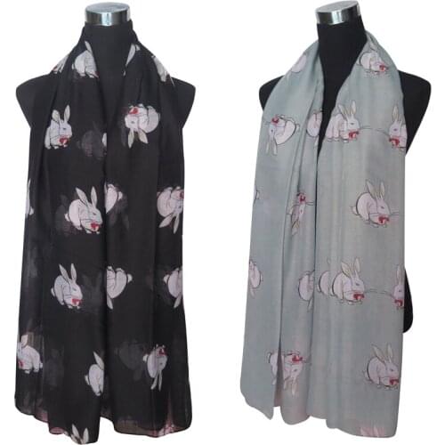 10pcs/lot Fashion Rabbit with Bow Bunny Animal Print Scarf Wrap Shawl Accessories Scarves, Free Shipping