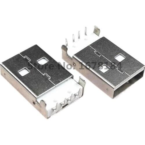 10PCS USB 2.0 Male A Type USB PCB Connector Plug Right Angle 90 degree DIP Male USB Connectors
