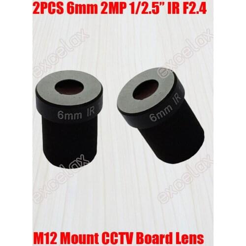 2PCS/Lot 2MP 1/2.5" 6mm F2.4 Fixed Iris IR MTV CCTV Board Lens M12 Mount Interface for 720P 960P 1080P Security Analog IP Camera