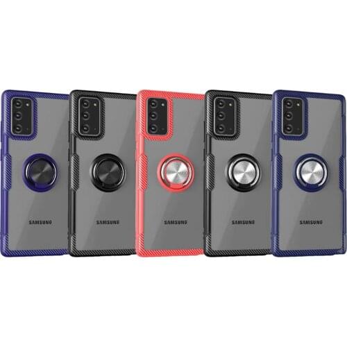 20pcs/lot Ring transparent TPU+PC+Hardware mobile phone covers case for samsung galaxy S9 plus S10 S20 plus Note 9 10 20 cover