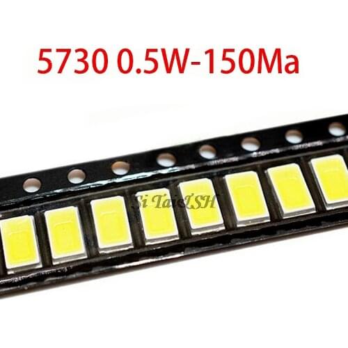 200pcs 5730 0.5W-150Ma 50-55lm 5600K-6400K White Light SMD 5730 LED 5730 diodes (3.2~3.4V)