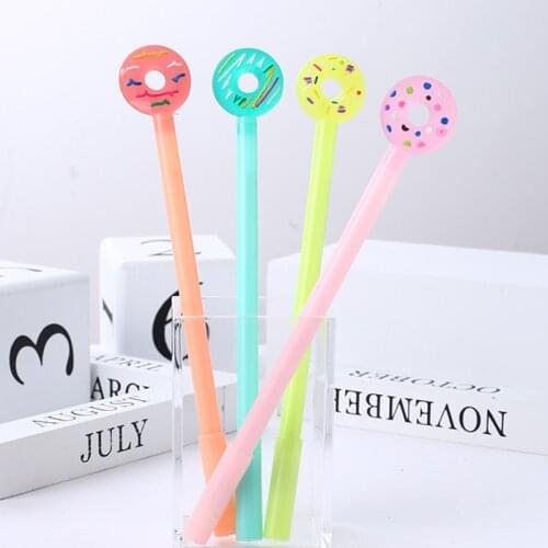 24pcs Novelty Donut Cute Gel Pens Funny Kawaii Writing Ink Rollerball Blue Ballpoint Stationery Back to School Stuff Thing Gift