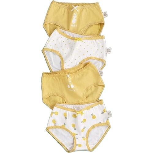 4 Pcs/lot High Quality Children Kids Small Bow Cartoon Shorts Soft Cotton Lacework Underpants Brief Teenagers Cute Panties 2-14t