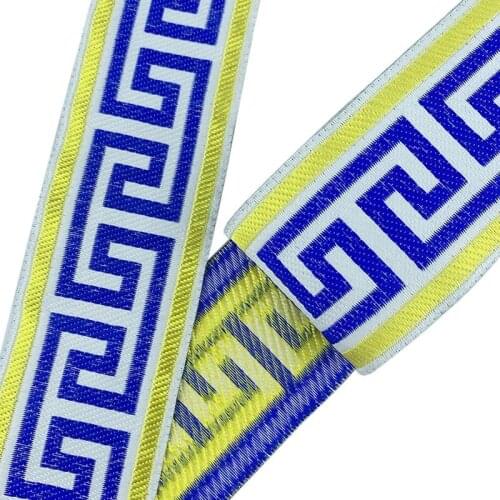5CM The Great Wall Pattern Ethnic Embroidery Ribbon Woven Jacquard Ribbon Lace Trim For Curtain Clothing Bag DIY Farbic
