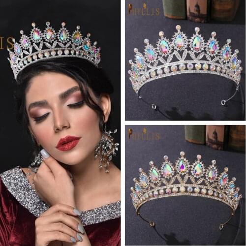 A111 New Bridal Crown and Tiara Crystal Hair Jewelry Wedding Headband Rhinestone Women Headpiece Queen Pageant Gifts Headwear